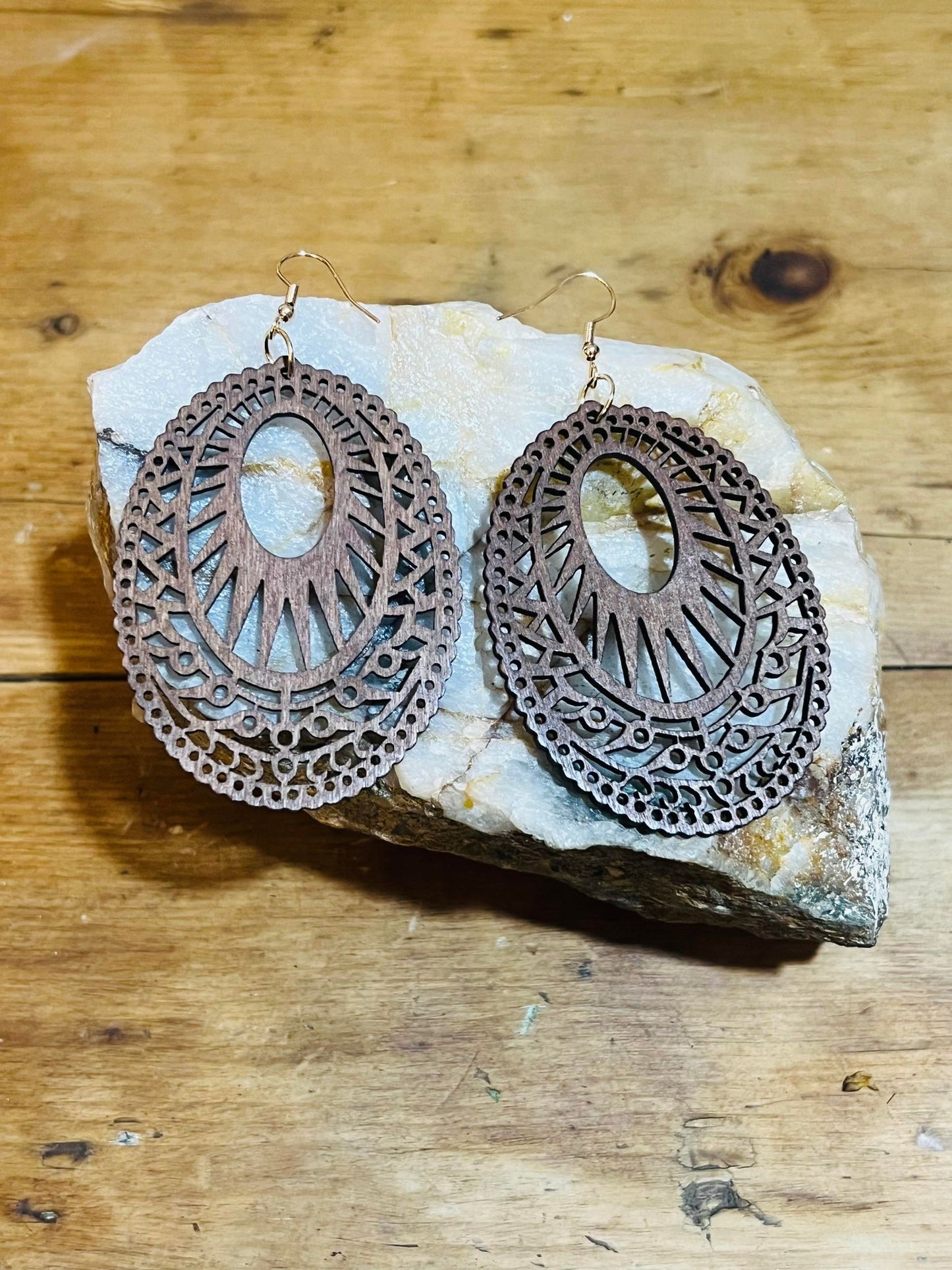 Boho Wood Earrings - 1 set