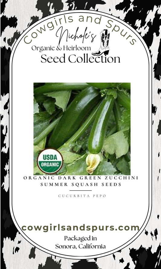 Organic Dark Green Zucchini Summer Squash Seeds