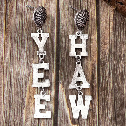 Yee Haw Wood Carved Post Earrings