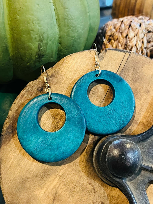 Colored Boho Wood Earrings - 1 set