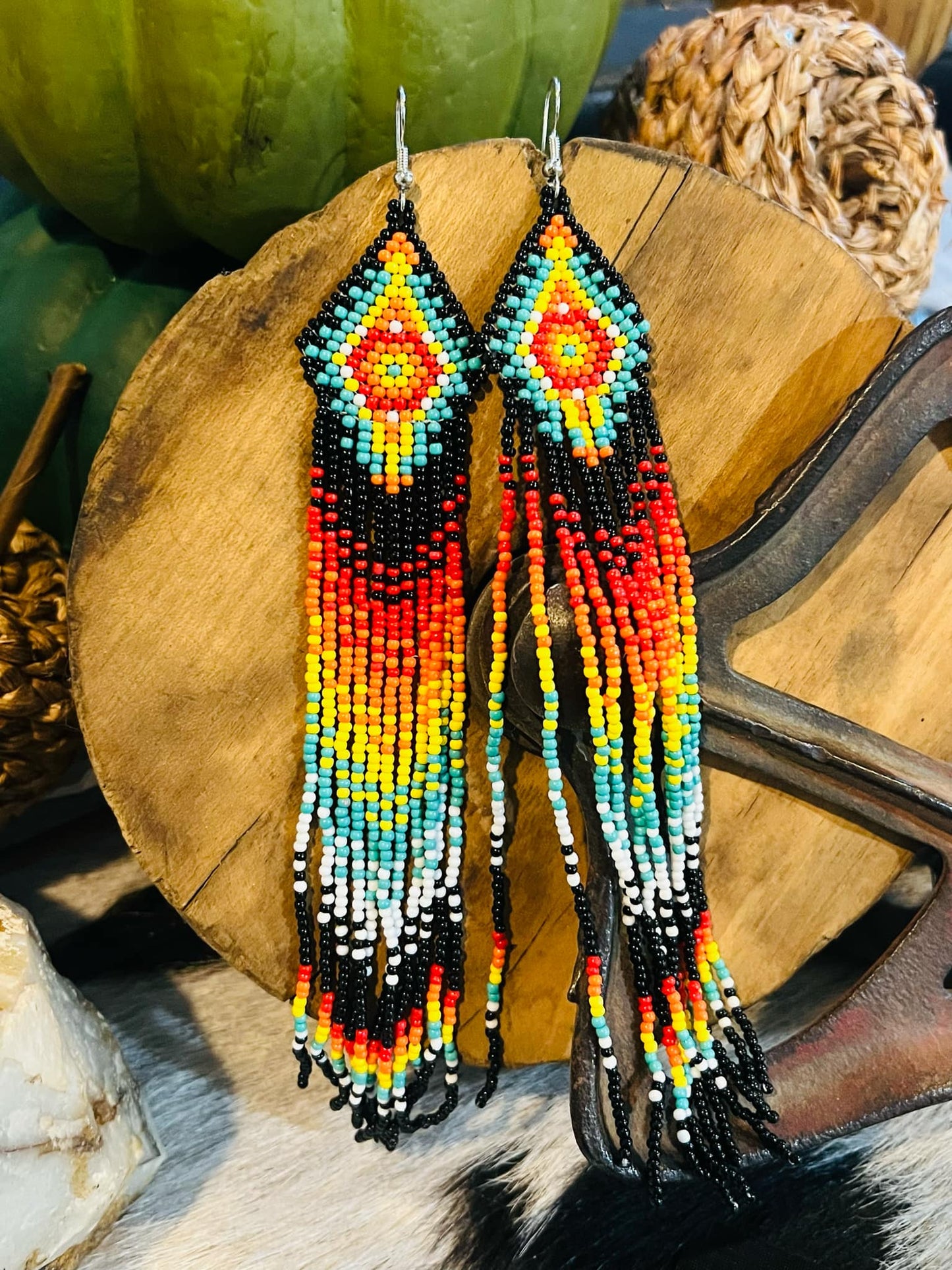 Sassy Western Boho Beaded Dangle Earrings - 1 set