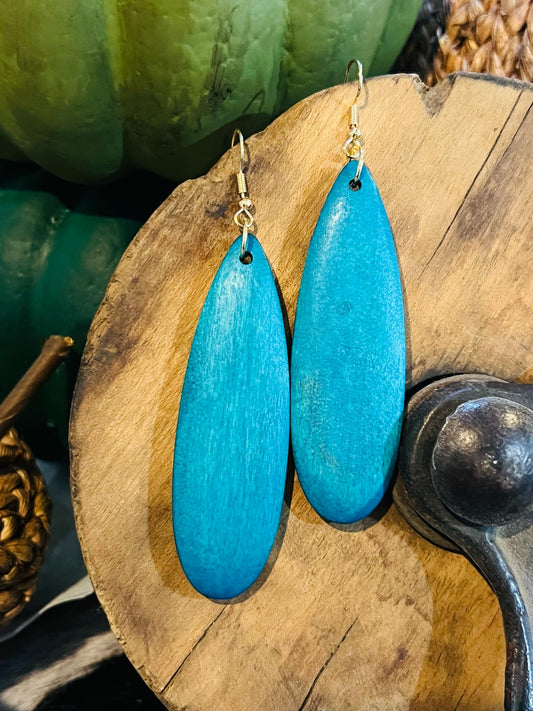 Colored Boho Wood Earrings - 1 set