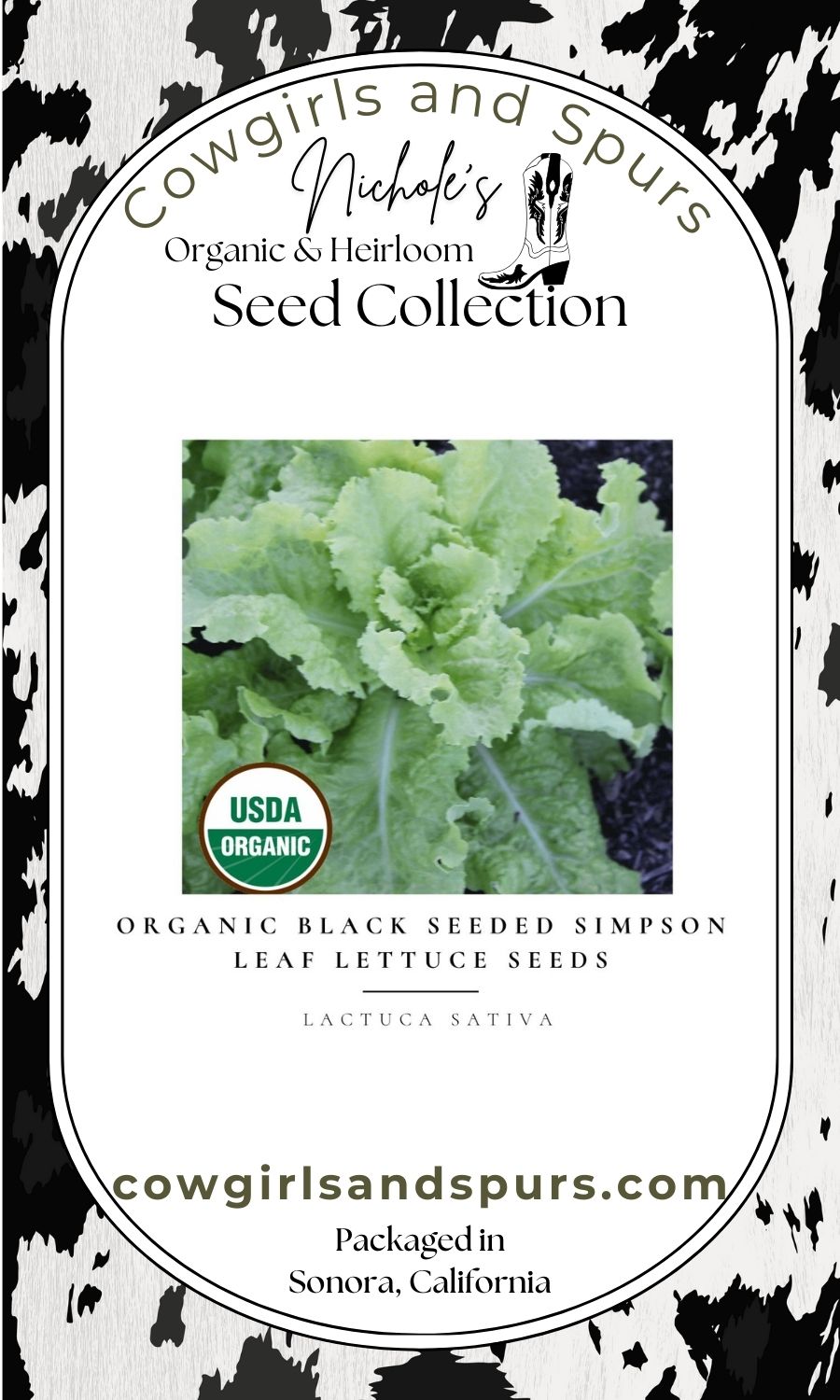 Organic Black Seeded Simpson Leaf Lettuce Seeds