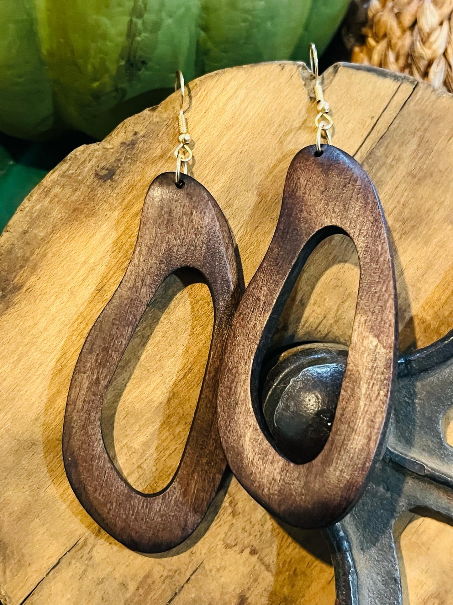 Boho Wood Earrings - 1 set