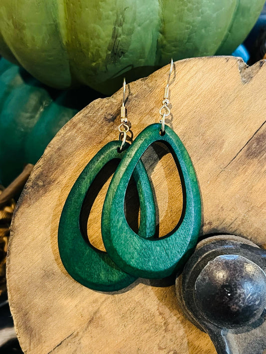 Colored Boho Wood Earrings - 1 set