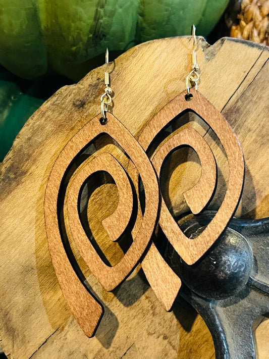 Boho Wood Earrings - 1 set